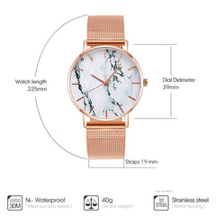 Fashion Rose Gold Mesh Band Creative Marble Female Wrist Watch Luxury Women Quartz Watches Gifts Relogio Feminino Drop Shipping